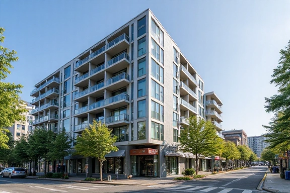 Luxury apartment building with modern architecture