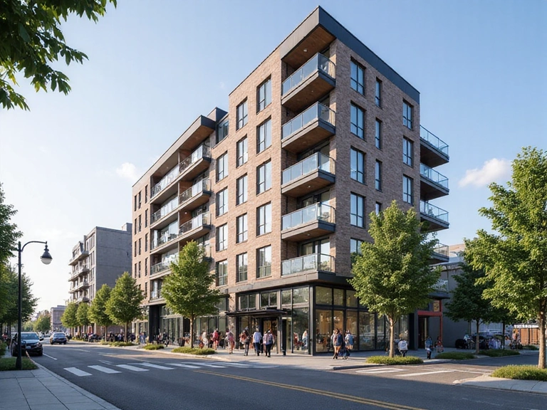Mixed-use development with retail and apartments
