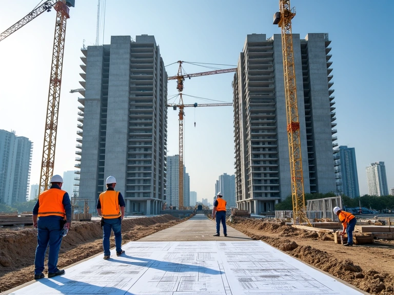 Construction site of new residential complex