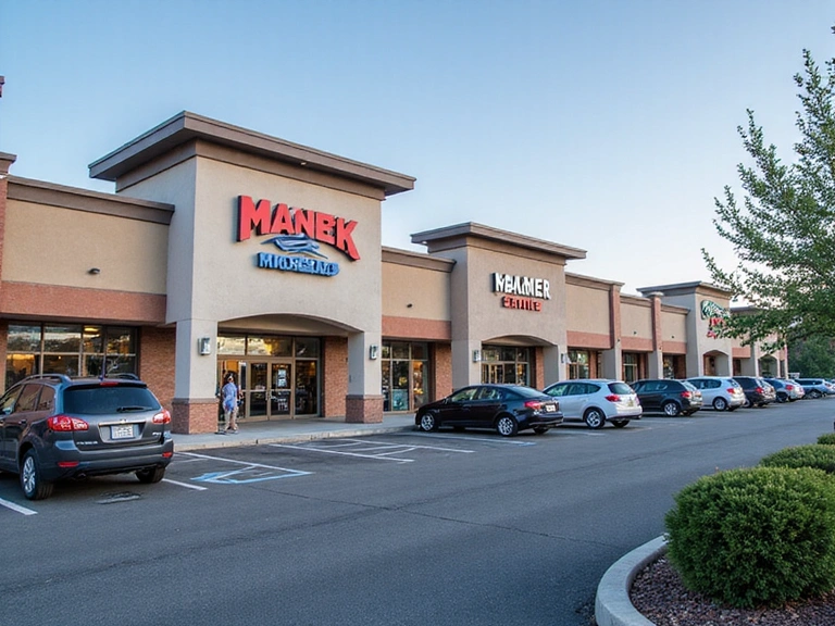 Retail shopping center with parking